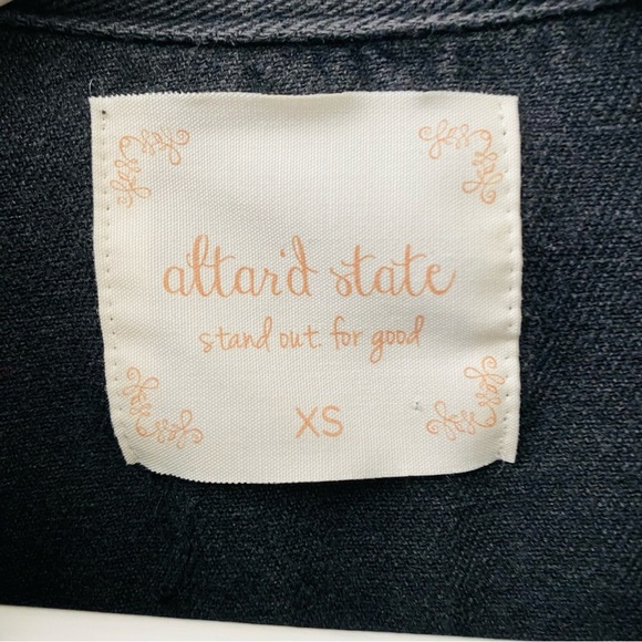 Altar'd State Distressed Denim Jean Jacket Black Sz XS - Picture 4 of 11